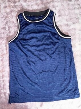 Cookies Navy Mesh Tank with Black & White Rib Trim